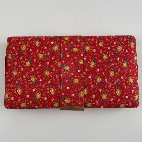 Jewelry Organizer Travel Case 1970’S Retro Red Floral - Picture 2 of 16